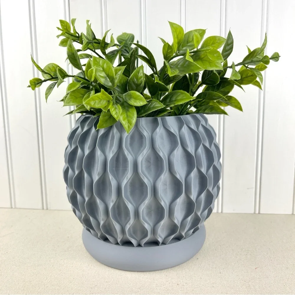 Modern Geometric Planter Pot, Chain Planter Pot, Indoor, Textured Planter